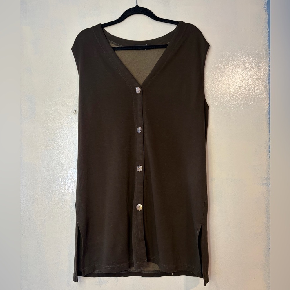 Cut Loose womenās brown button up mini dress sleeveless size M lagenlook